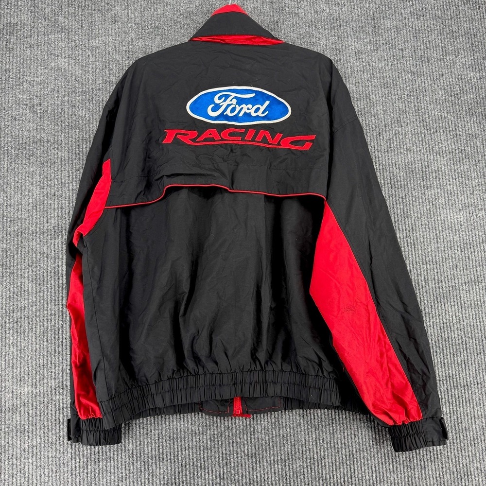 Ford Racing Jacket Vintage NASCAR Style Windbreaker 2XL Black Red